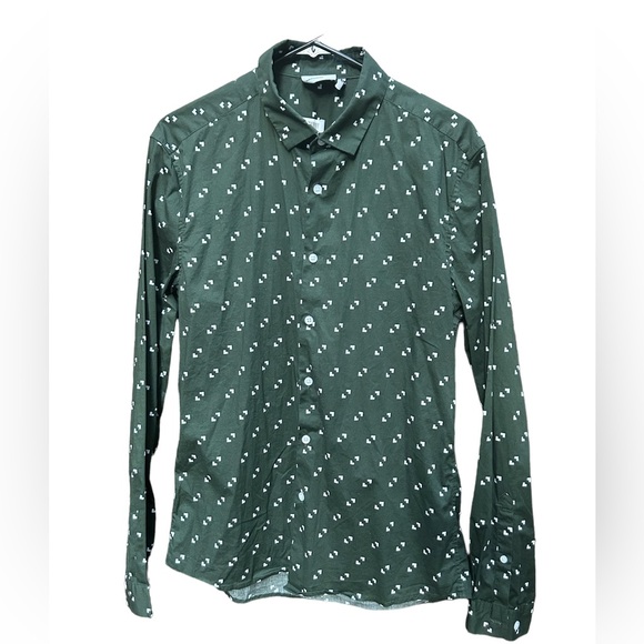 ASOS DESIGN Skinny Fit Geo Print Shirt - Picture 1 of 4